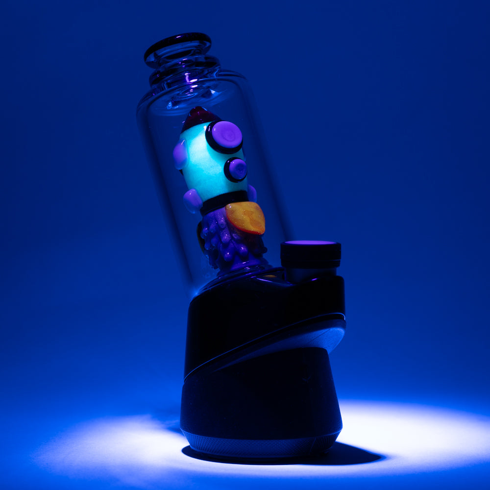 Puffco Peak Glass Rocket Ship Attachment Under UV Light