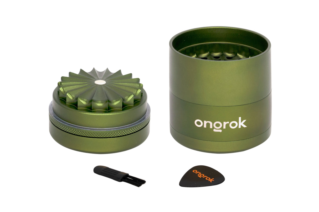 New Size! Mini 5 Piece, Flower Petal Toothless Grinder (55mm) ONGROK USA Green
