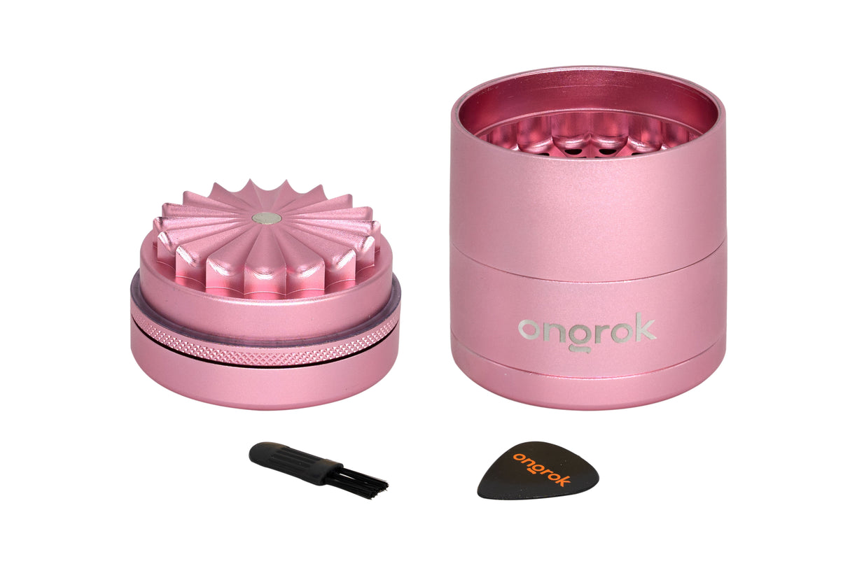 New Size! Mini 5 Piece, Flower Petal Toothless Grinder (55mm) ONGROK USA Rose Gold