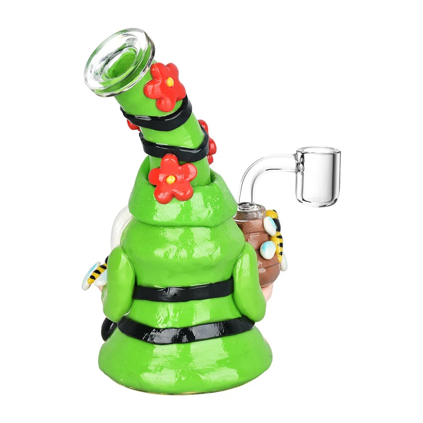 CaliConnected 7” Flower Gnome Glass & Enamel Dab Rig – Colors Vary