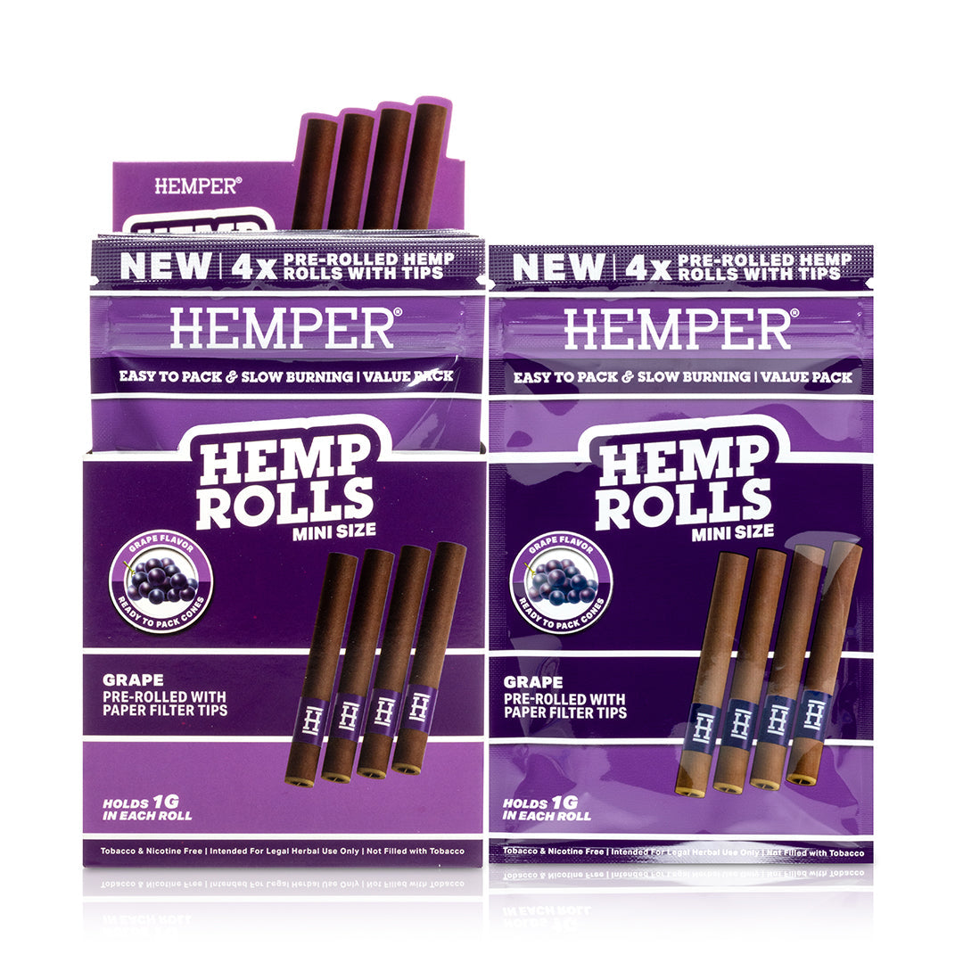 Pre-Rolled Mini Size Paper Tip Hemp Rolls | 4PK Display