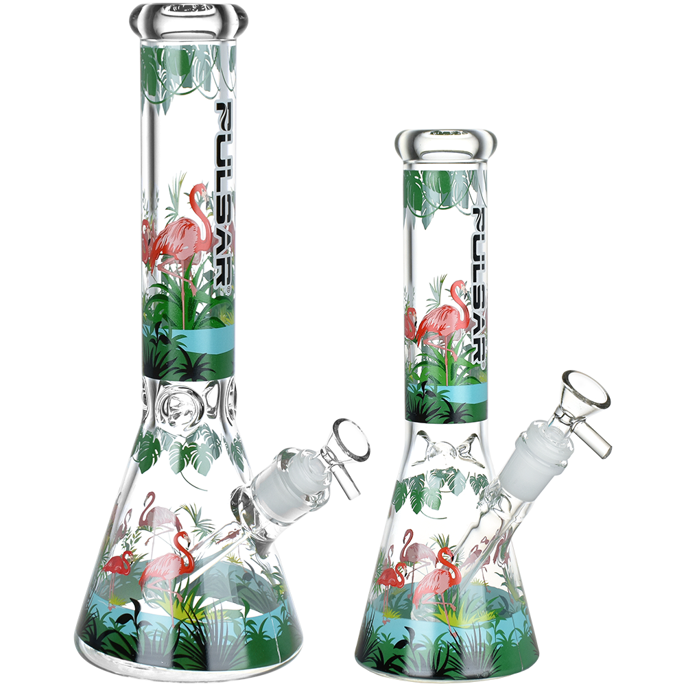 Pulsar Chillin Flamingos Beaker Bong