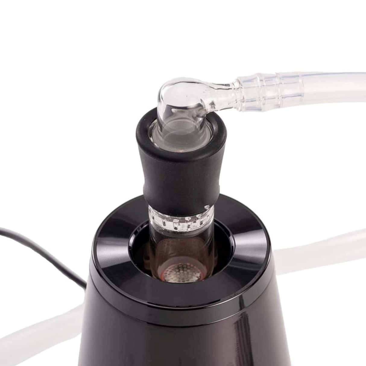 a black electric device with a white cord