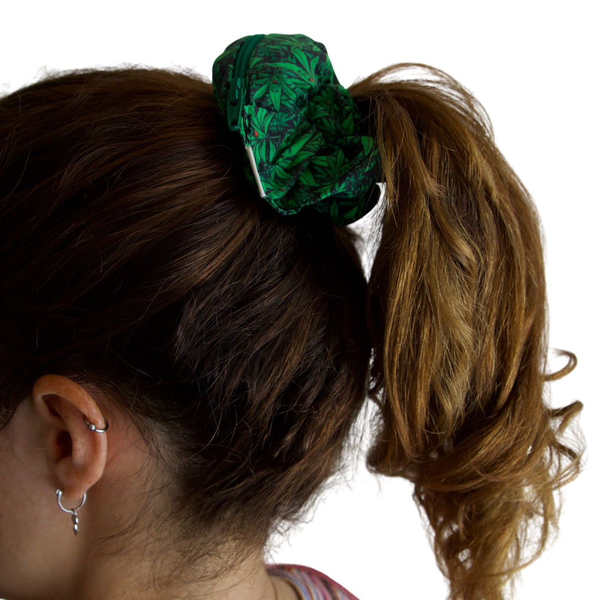 Blue Fiesta “420 Weed Leaf” Stash Pocket Scrunchie