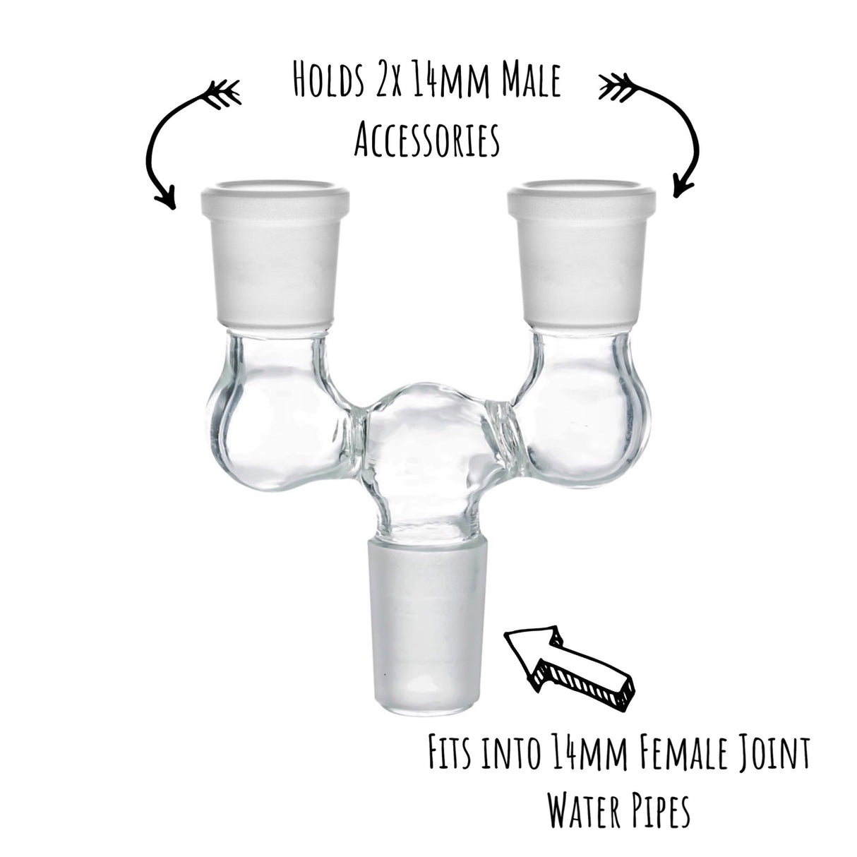 Double Bowl Joint Adapter - 14mm Male to Dual 14mm Female