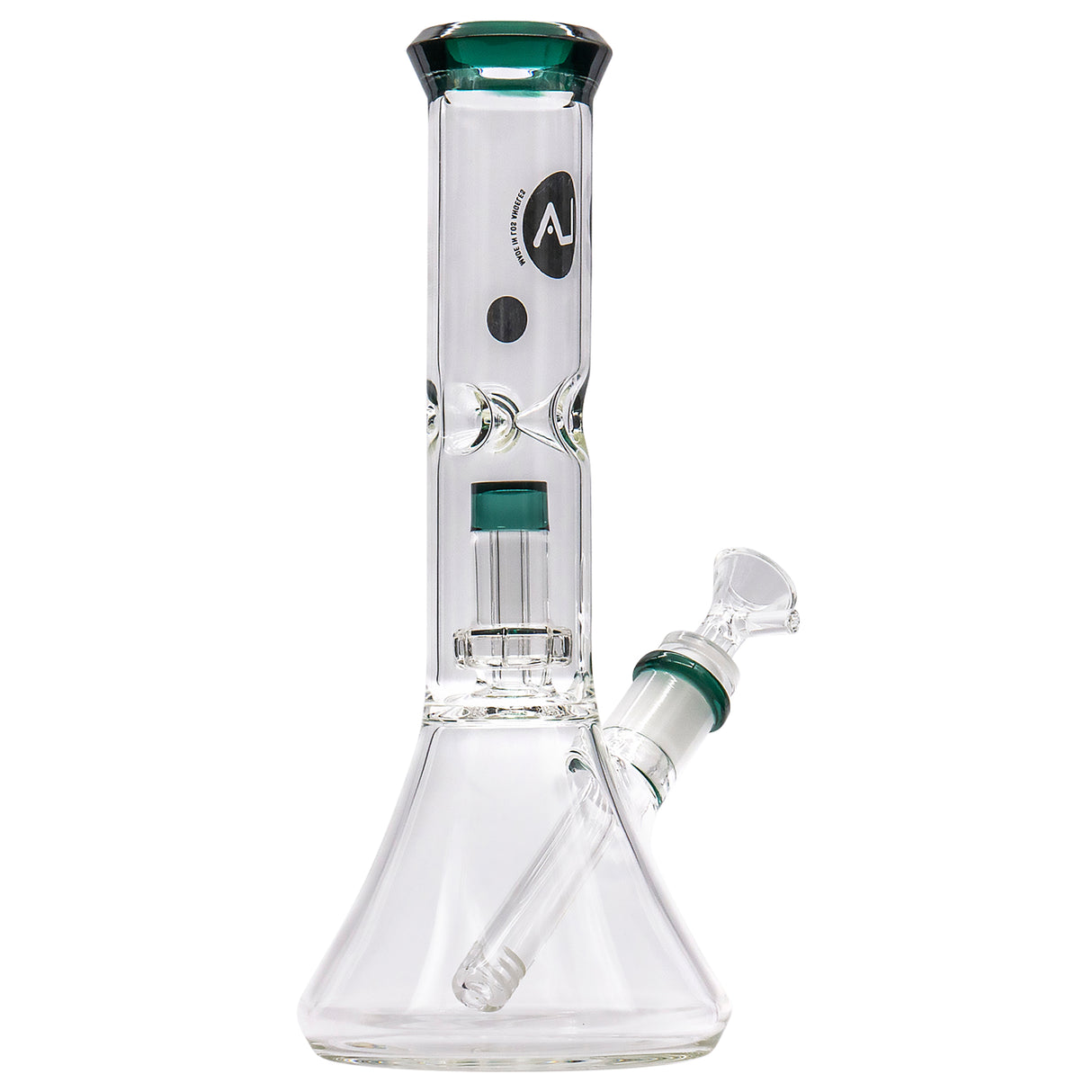 LA Pipes 11” Color Accented Showerhead Perc Beaker Bong