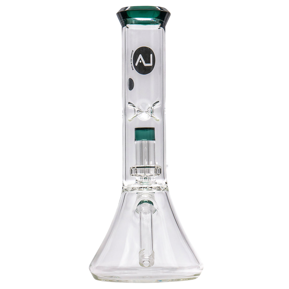 LA Pipes 11” Color Accented Showerhead Perc Beaker Bong
