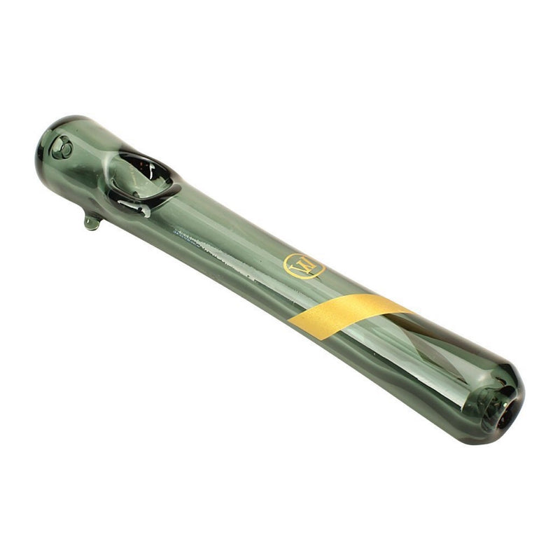 a green bicycle handlebar with a yellow stripe