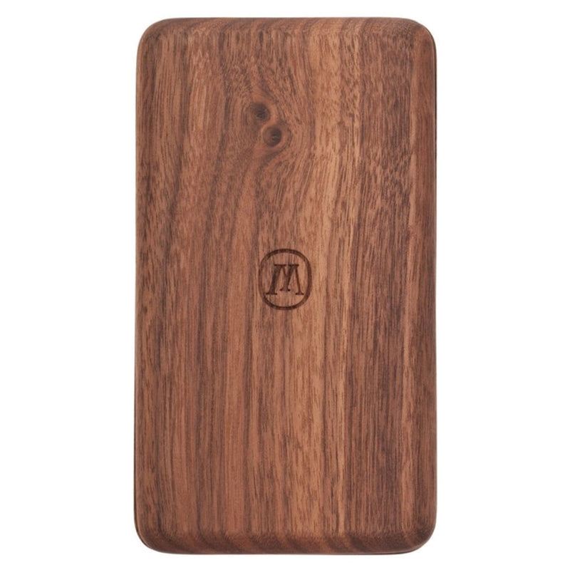 a wooden phone case with a logo on it