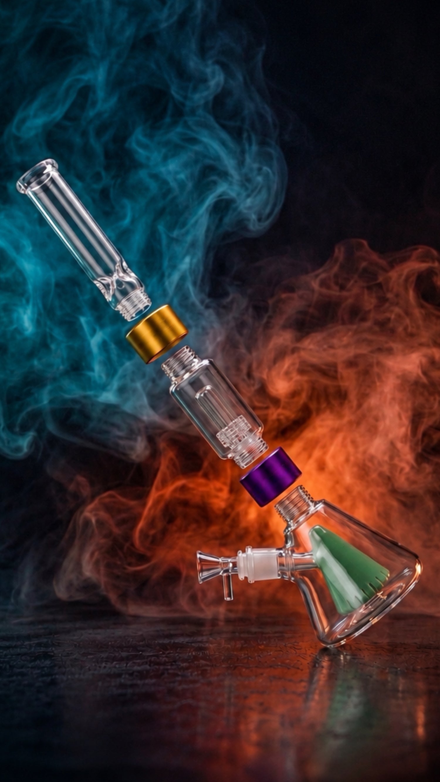 Exploded view of a modular custom bong