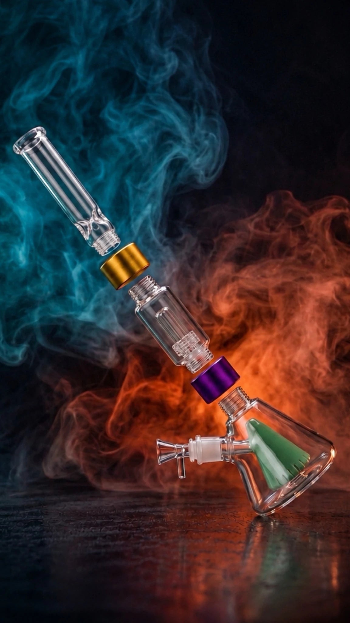 Exploded view of a modular custom bong