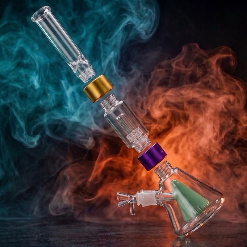 Exploded view of a modular custom bong