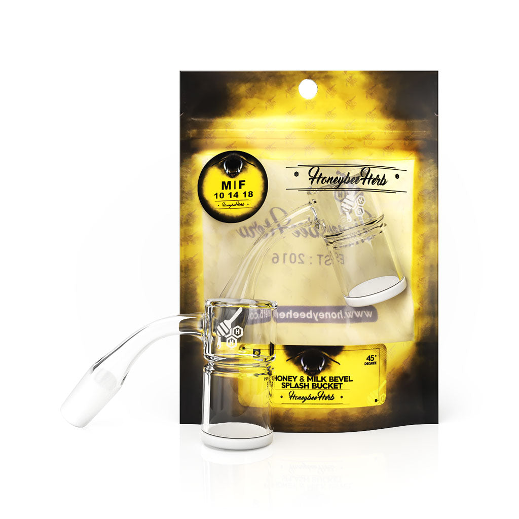 Honeybee Herb Yellow Line Honey & Milk Bevel Splash Bucket Quartz Banger