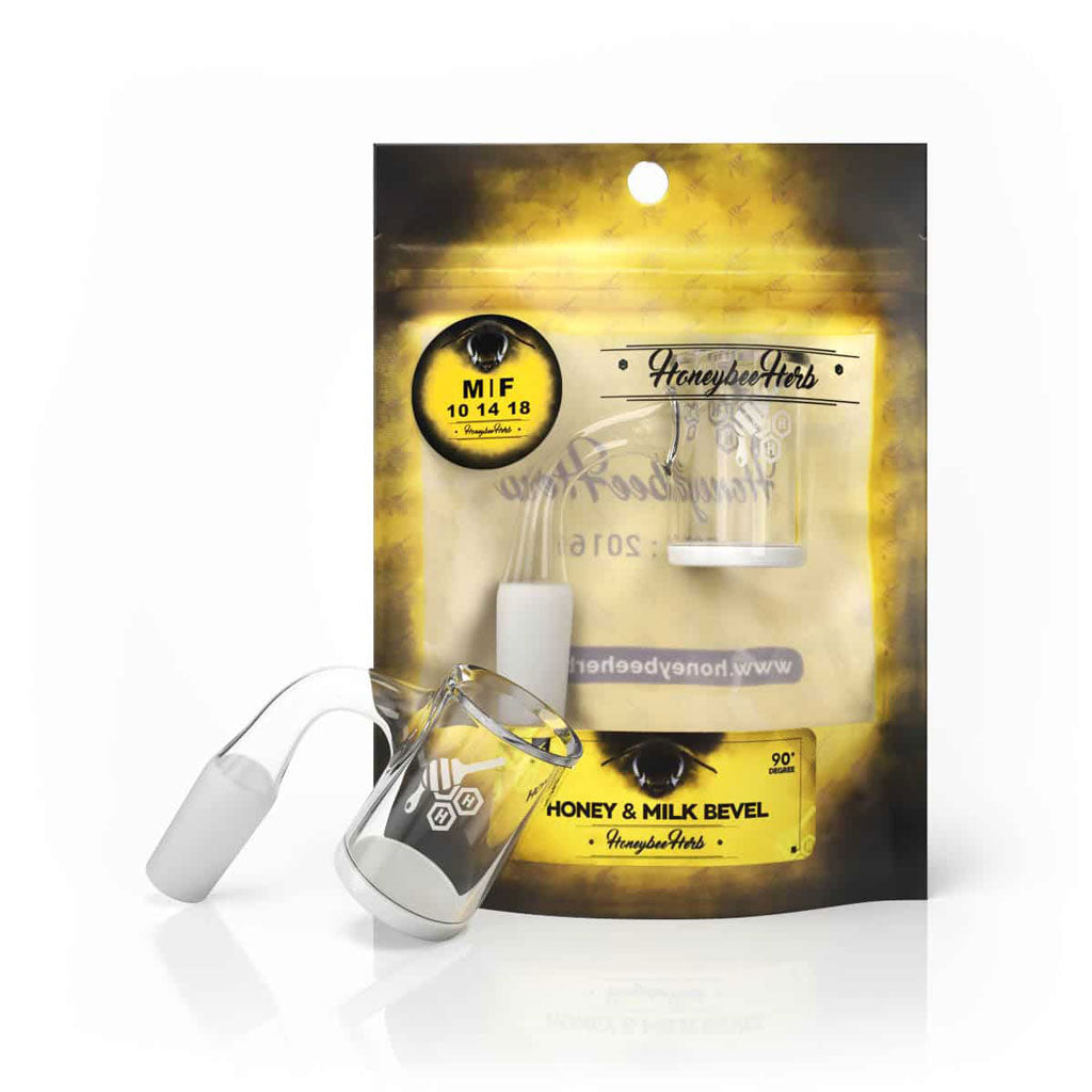 Honeybee Herb Yellow Line Honey & Milk Bevel Quartz Banger