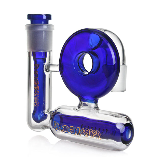 18MM Male 90°-Degree Joint Phoenix Star Blue Glass Ash Catcher With Downstem & Inline Diffuser Perc