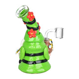 CaliConnected 7” Flower Gnome Glass & Enamel Dab Rig – Colors Vary