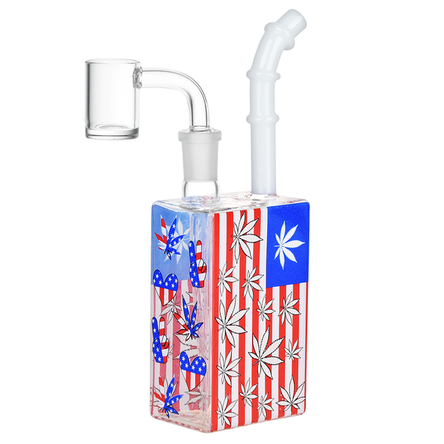 Patriotic Leaf UV Glow Juice Box Dab Rig