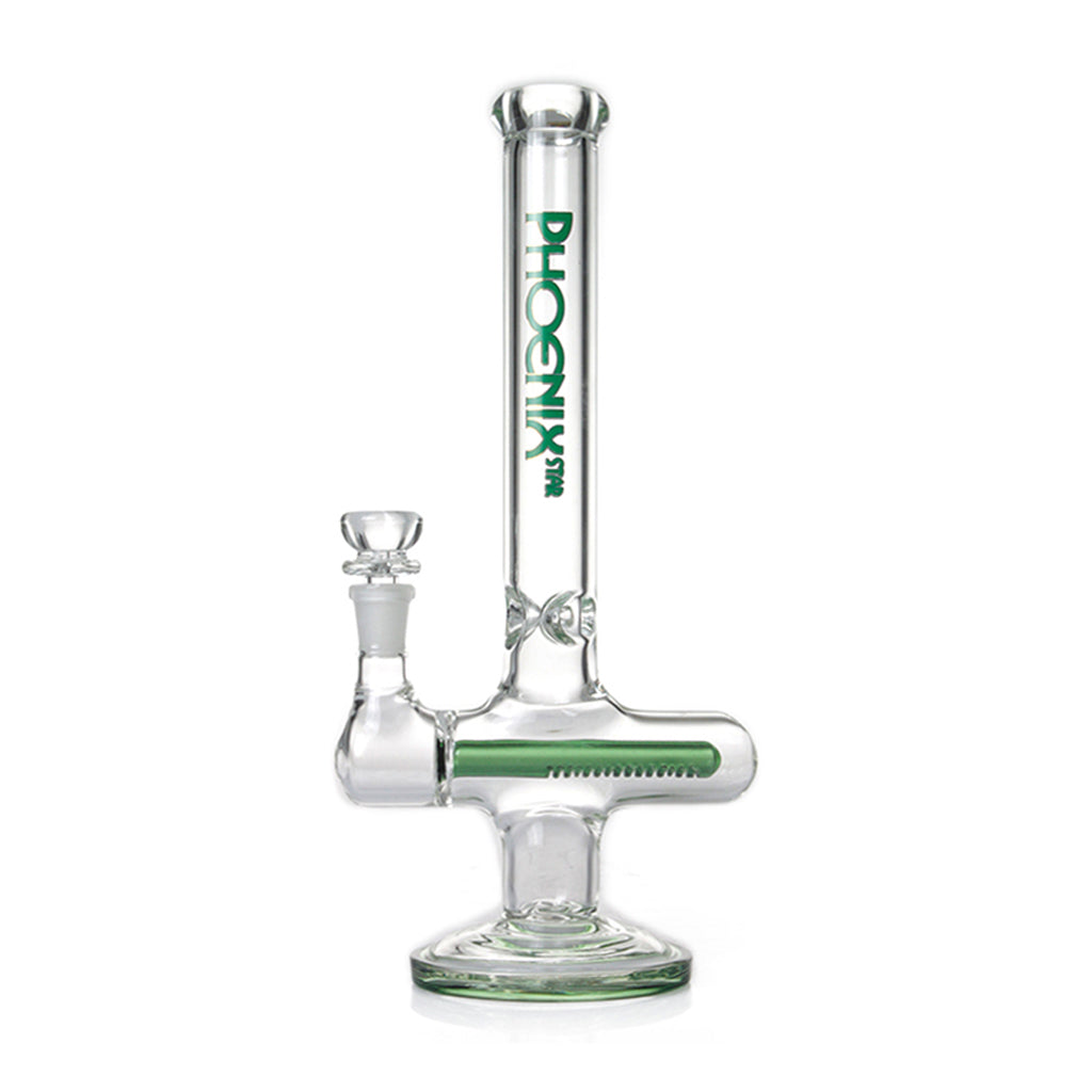 Phoenix Star 12-Inch Green Inline Percolator Glass Bong with Round Base