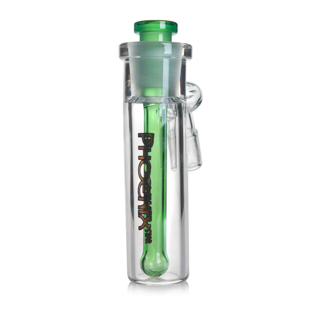 Phoenix Star 14MM Male 45°-Degree Joint Ash Catcher With Green Downstem Clear View In Honeybee Herb