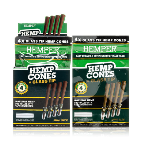 Pre-Rolled 4PK Mini Size Glass Tipped Hemp Cones | 12ct Display