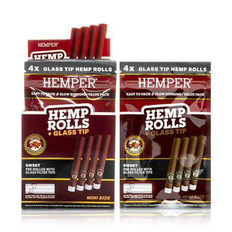 Pre-Rolled Mini Size Glass Tipped Hemp Rolls | 4PK Display