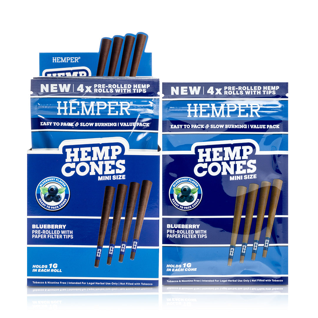 Pre-Rolled Mini Size Paper Tip Hemp Cones | 4PK Display