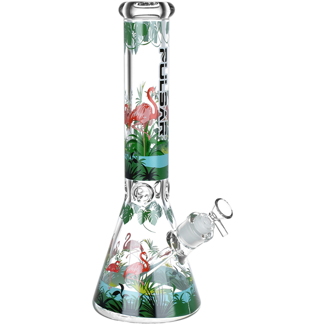Pulsar Chillin Flamingos Beaker Bong