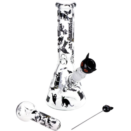 Pulsar Superstitious Kitty Glow Bong Hand Pipe Bundle
