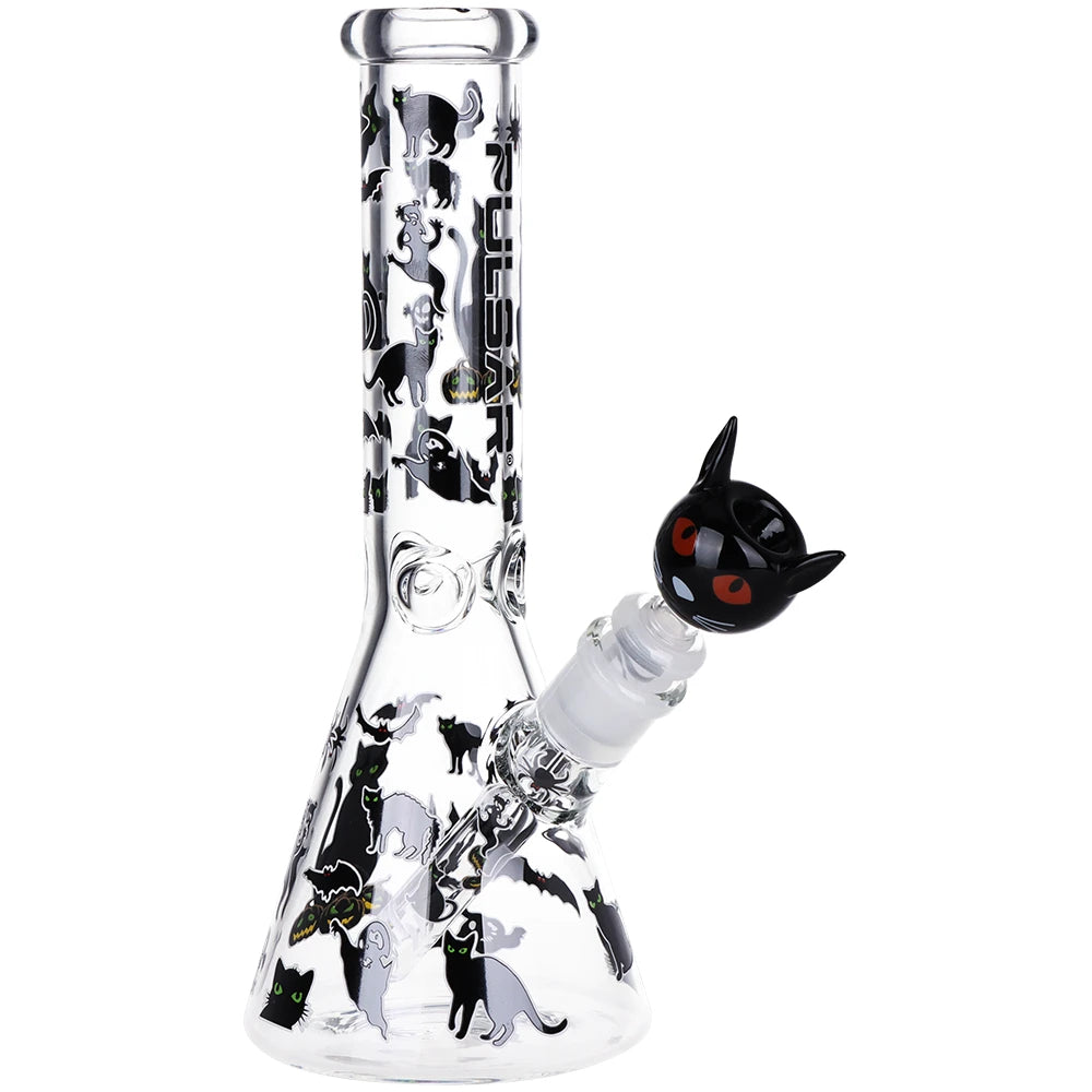 Pulsar Superstitious Kitty Glow Bong Hand Pipe Bundle