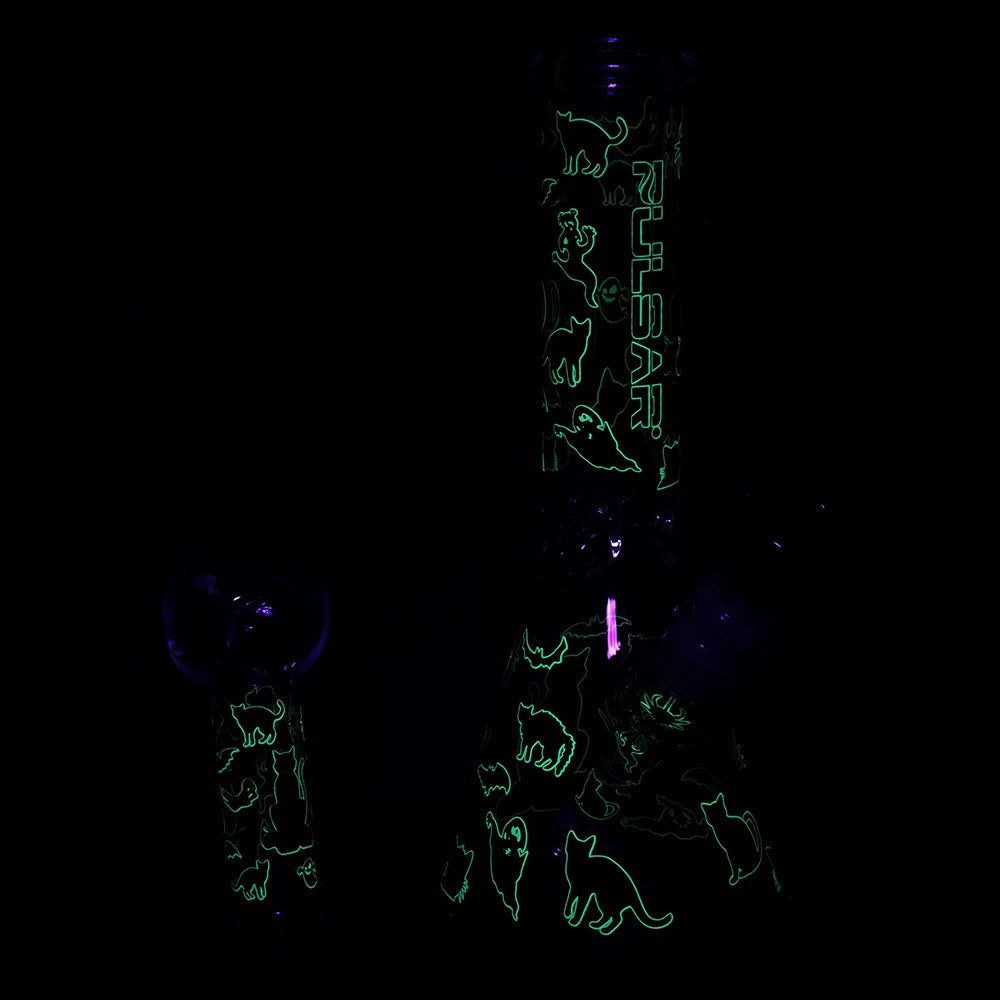 Pulsar Superstitious Kitty Glow Bong Hand Pipe Bundle