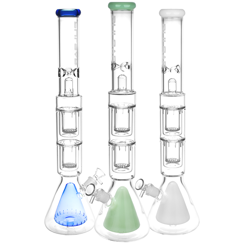 Pulsar 21.5” Quad Perc Beaker Bong – Colors Vary