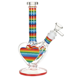 Rainbow Striped Heart Glass Bong