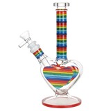 Rainbow Striped Heart Glass Bong