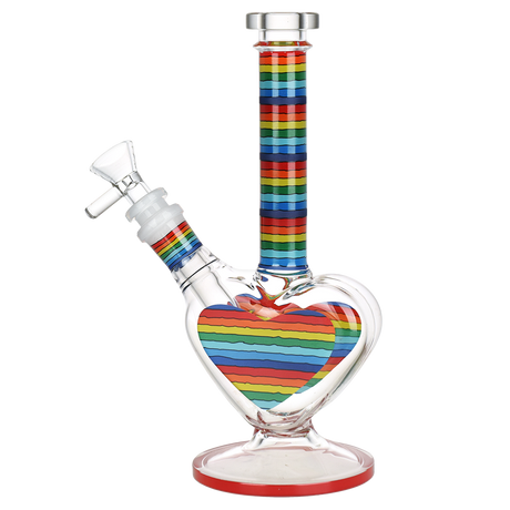 Rainbow Striped Heart Glass Bong