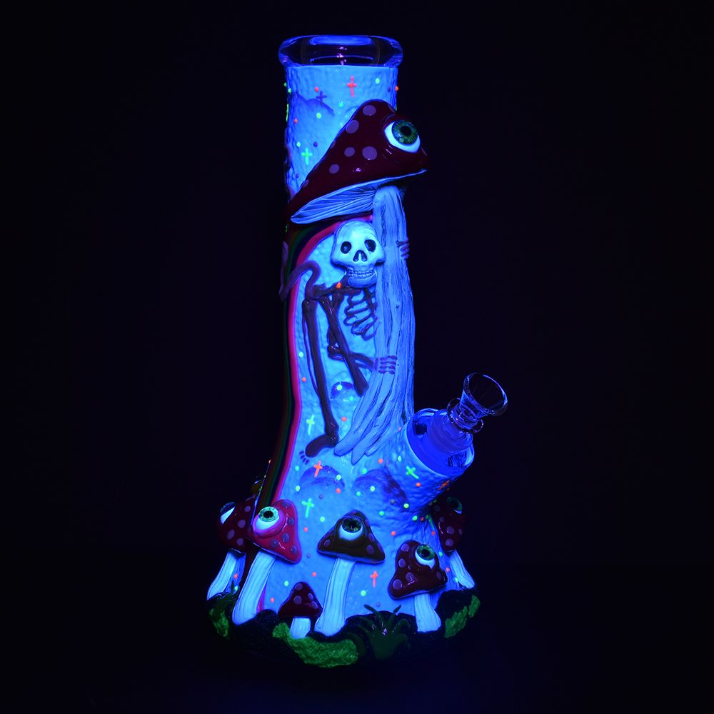 Skeleton Under The Rainbow Glow 12.5" Beaker Bong