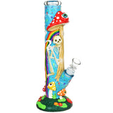 Skeleton Under The Rainbow Glow 11.5" Straight Tube Bong