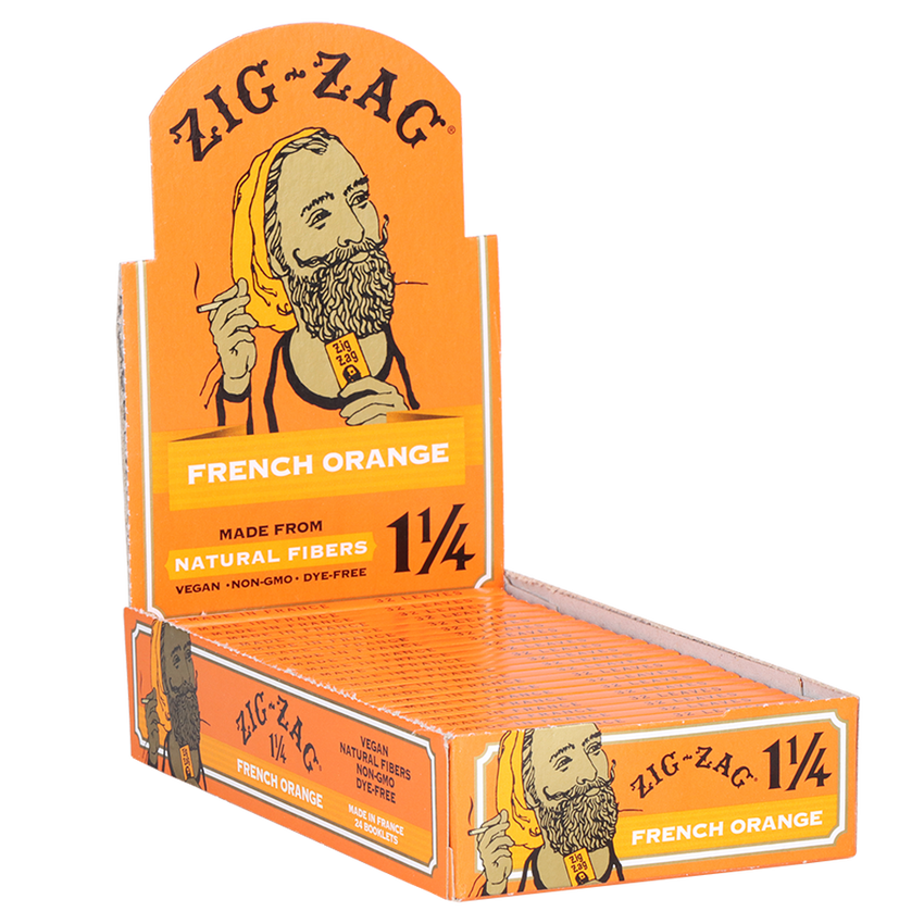 Zig Zag Orange 1.25” Rolling Papers | 24pc Display