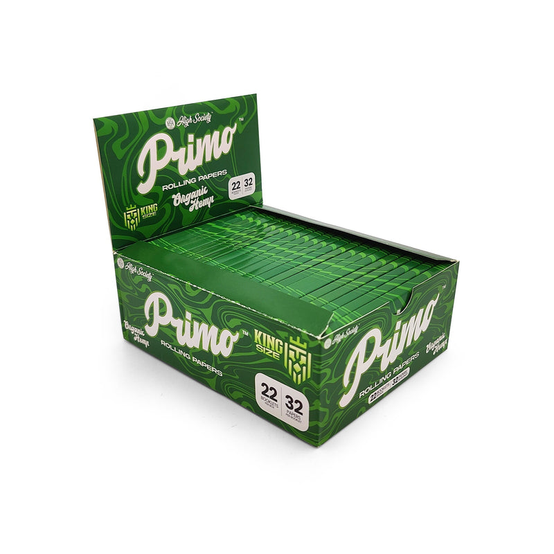 High Society Primo Organic Hemp Rolling Papers w/ Crutches King Size Box of 22 Units