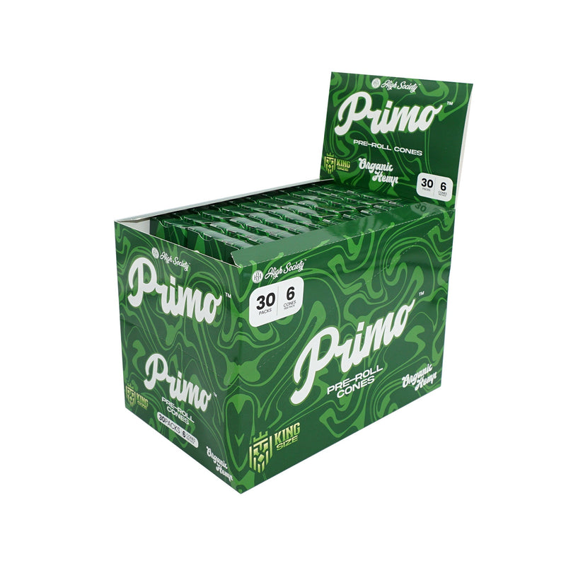 High Society Primo Organic Hemp PreRoll Cones with Filter King Size Box of 30 Units