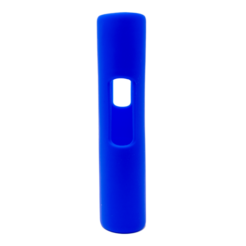 a blue plastic tube on a white background