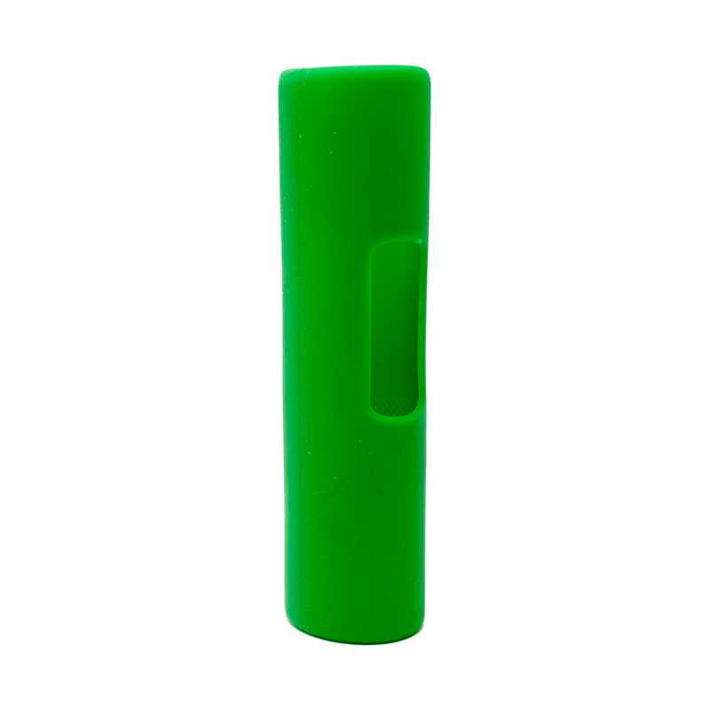 a green tube with a handle on a white background