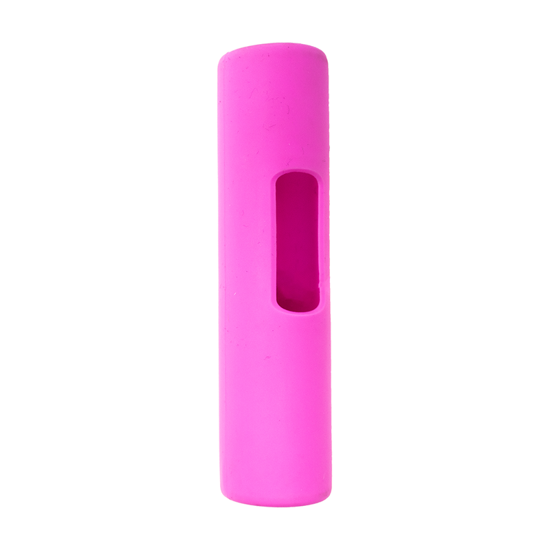 a pink plastic tube with a hole in it