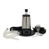 a blender with a glass and a bottle on a white background