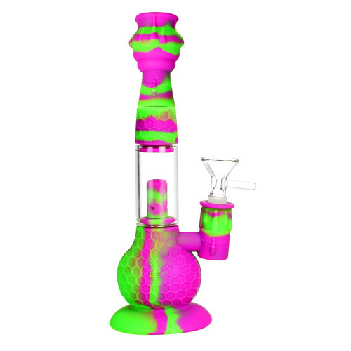 CaliConnected Beehive Silicone Bong & Dab Straw Pink & Green