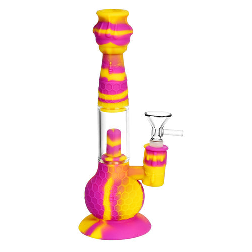 CaliConnected Beehive Silicone Bong & Dab Straw Yellow & Pink