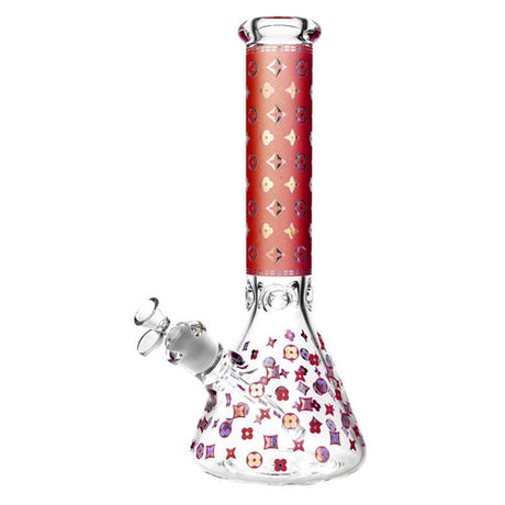 CaliConnected Floral Diamond Beaker Bong Red