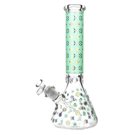 CaliConnected Floral Diamond Beaker Bong Teal