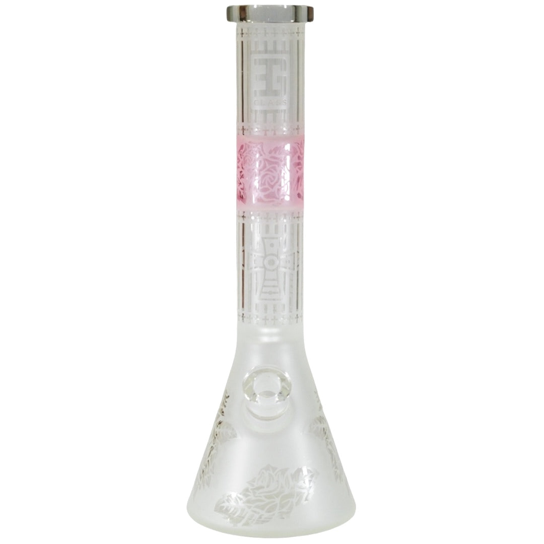 EG Glass Cross Beaker Bong Pink