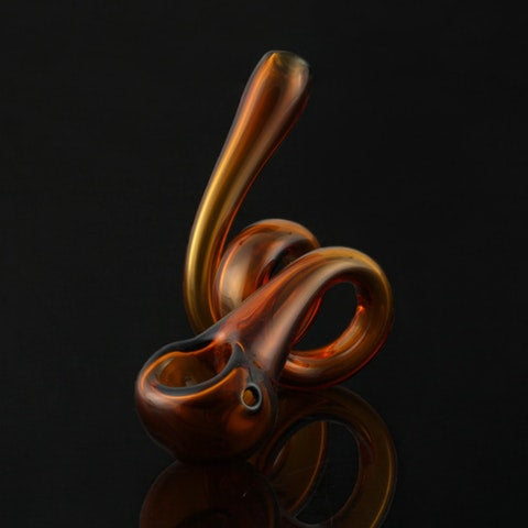 Amber Curly Q Gandalf Hand Pipe - CaliConnected