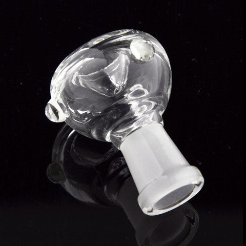 Clear Glass Female Bowl Piece - 14mm w. Marble Accents 